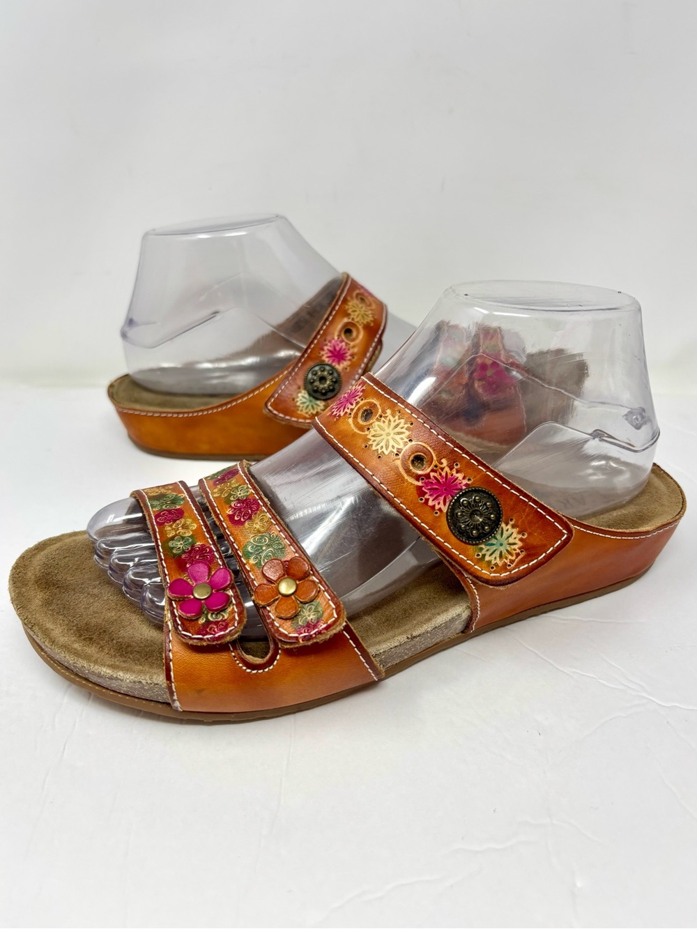 Spring Step L`Artiste Women's Freesia Slide Sandals Hand Painted Leather EU 39